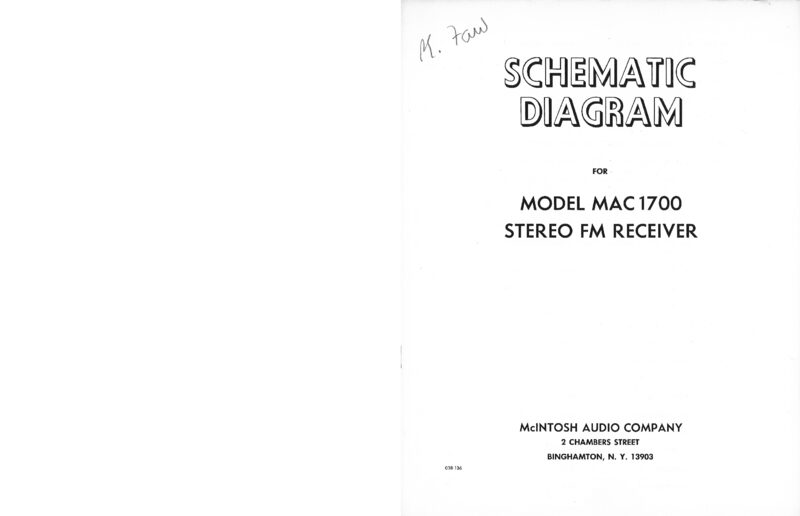Mcintosh MAC1700 — Service manual preview