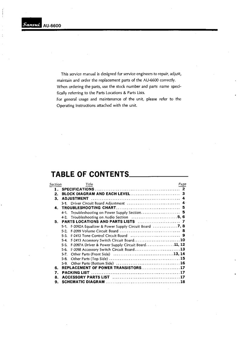 Sansui AU-6600 — Service manual preview
