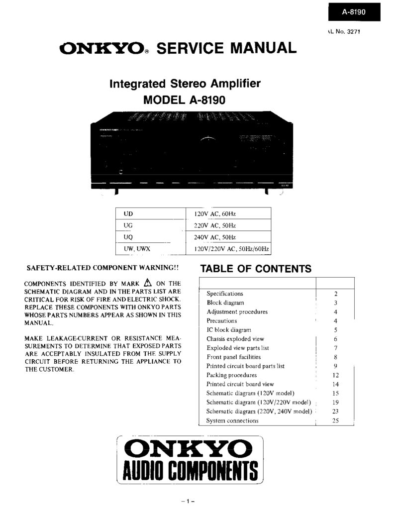 Onkyo A-8190 — Service manual preview