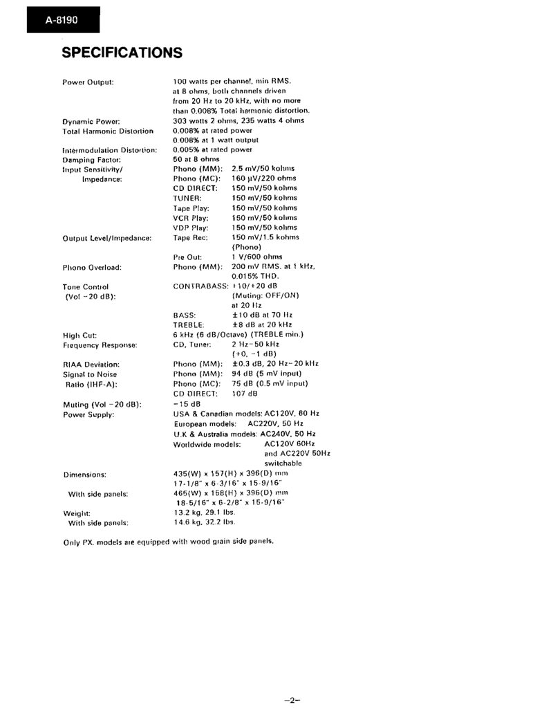 Onkyo A-8190 — Service manual preview