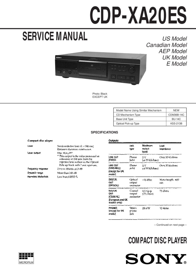 Sony CDP XA20ES — Service manual preview