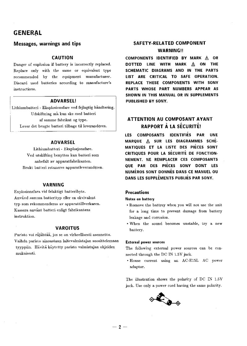 Sony WM EX50 FX50 — Service manual preview