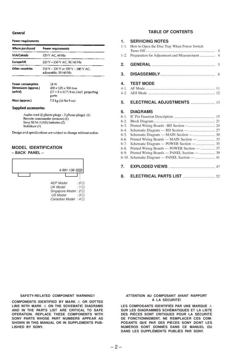Sony SDP XA20ES — Service manual preview