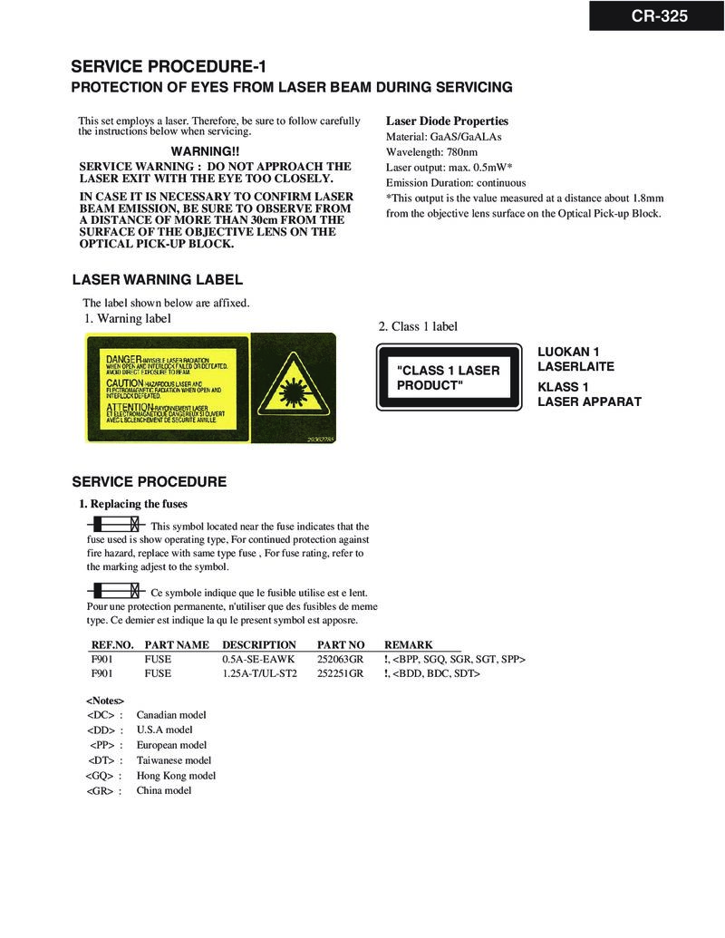 Onkyo CR-325 — Service manual preview