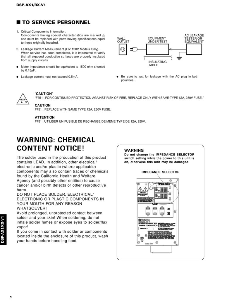 Yamaha DSP AX1 RX V1 — Service manual preview