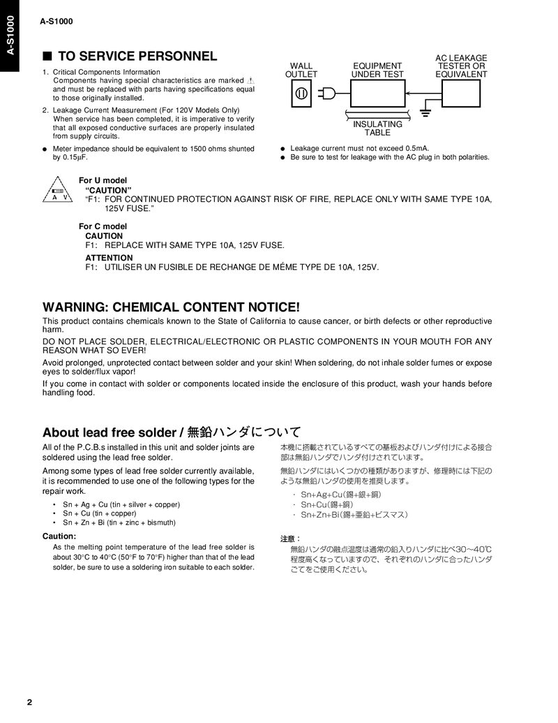 Yamaha A S1000 — Service manual preview