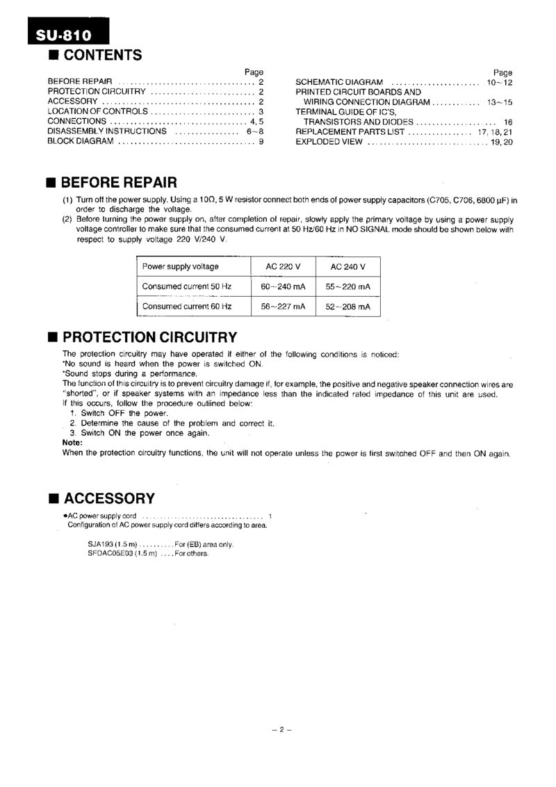 Technics SU-810 — Service manual preview