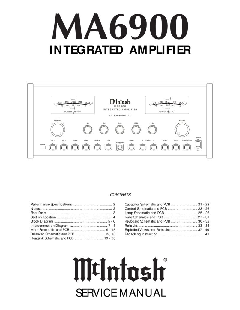Mcintosh MA6900 — Service manual preview