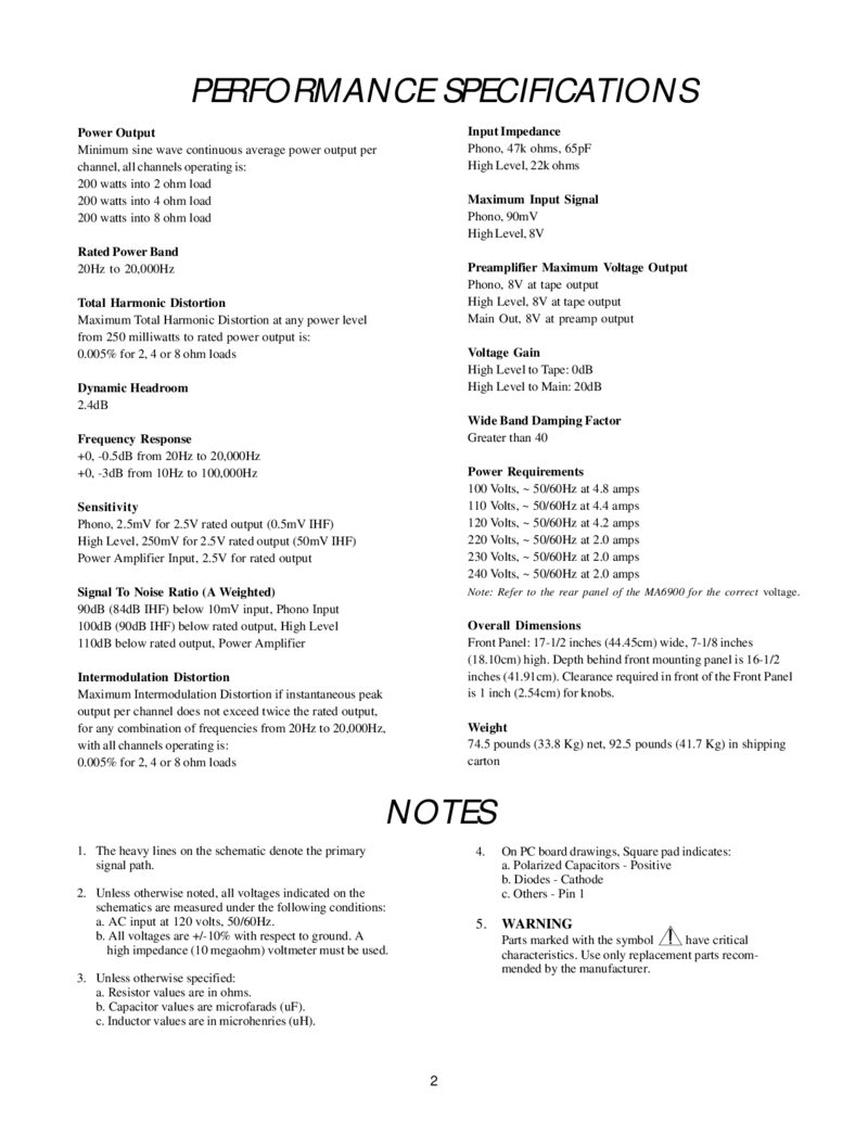 Mcintosh MA6900 — Service manual preview