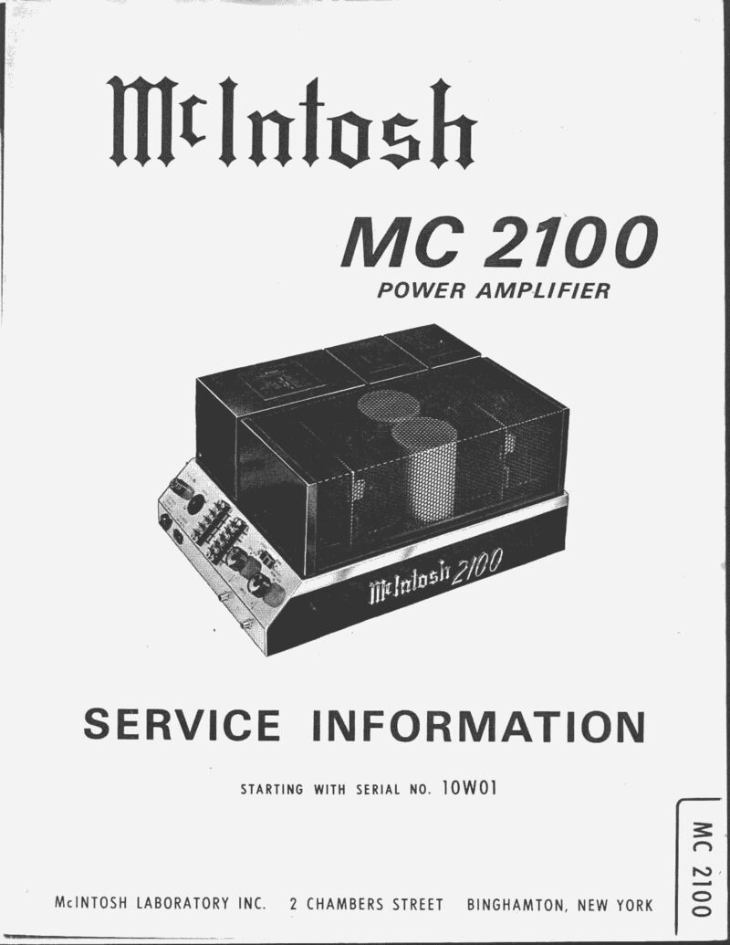 Mcintosh MC2100 — Service manual preview