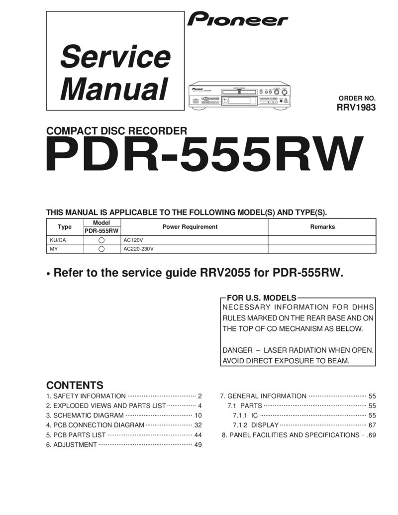 Pioneer PDR-555RW — Service manual preview
