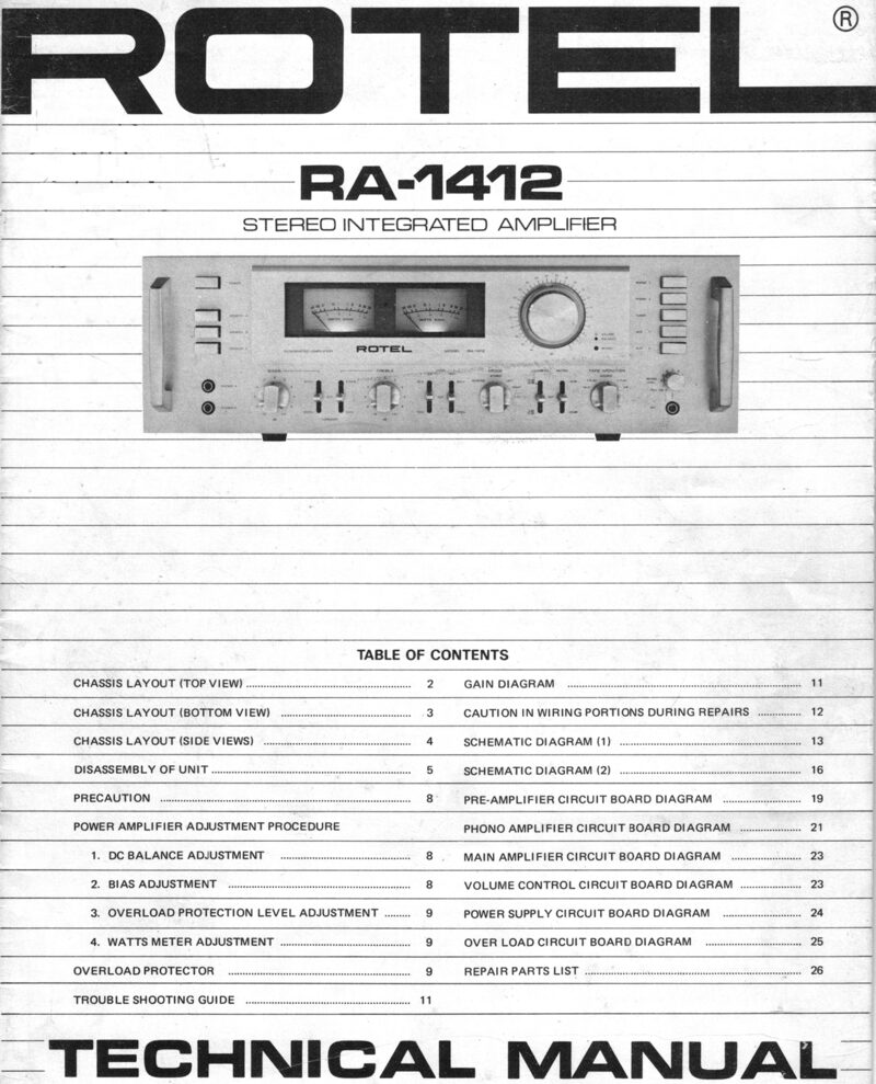 Rotel RA-1412 — Service manual preview