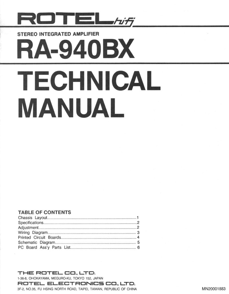 Rotel RA-940BX — Service manual preview