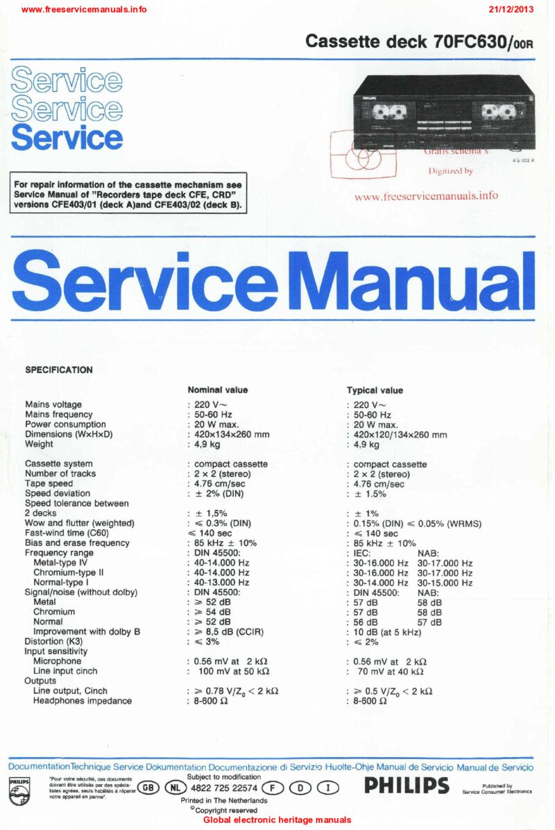Philips 70FC630 — Service manual preview