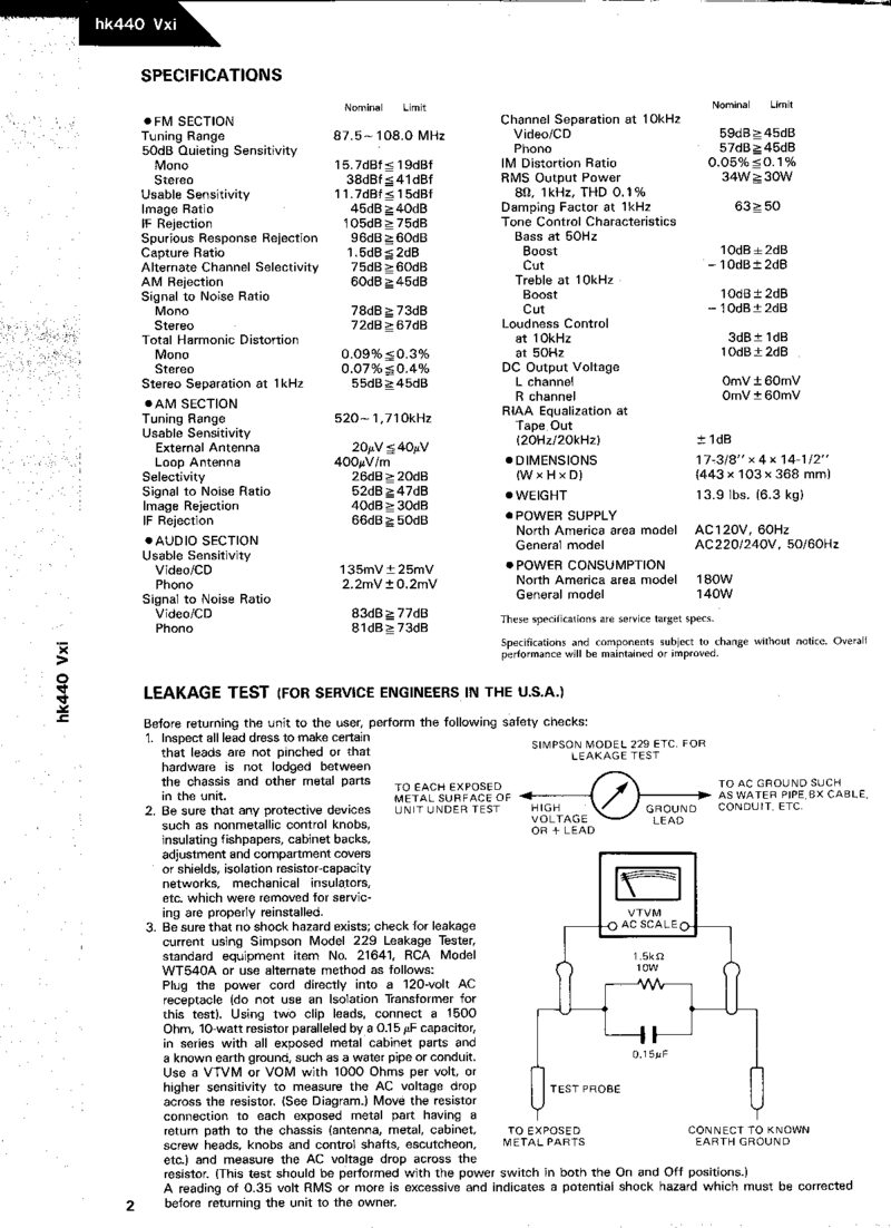 Harman Kardon HK440-VXI — Service manual preview