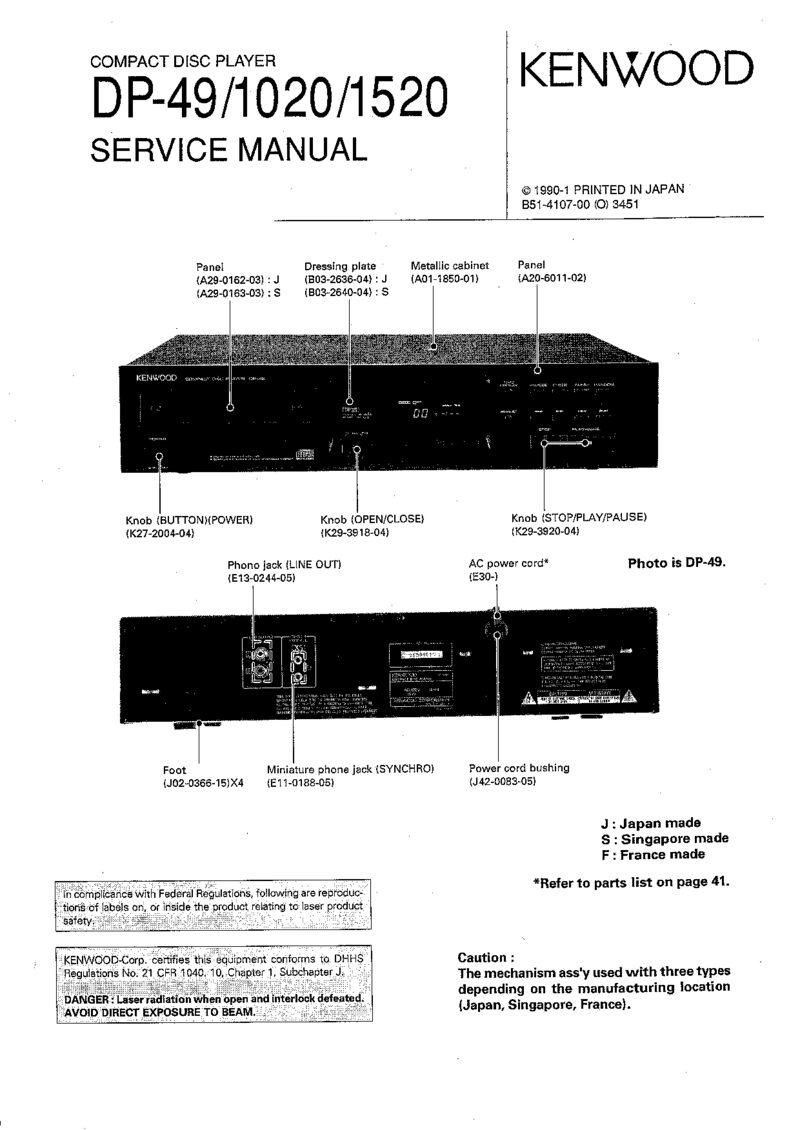 Kenwood DP-49 1020 1520 — Service manual preview