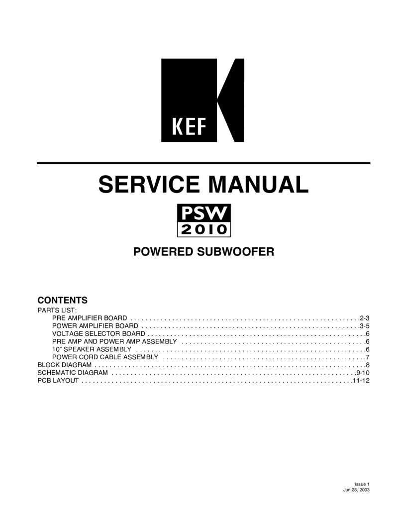 Kef PSW2010 — Service manual preview