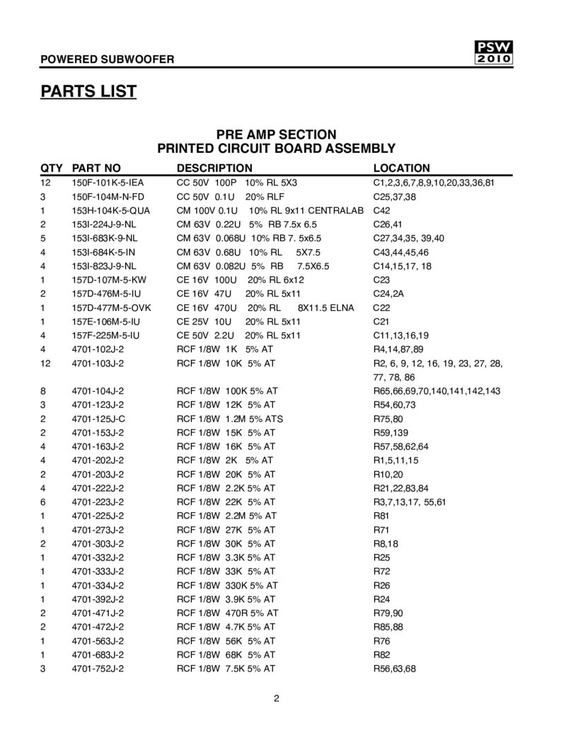 Kef PSW2010 — Service manual preview