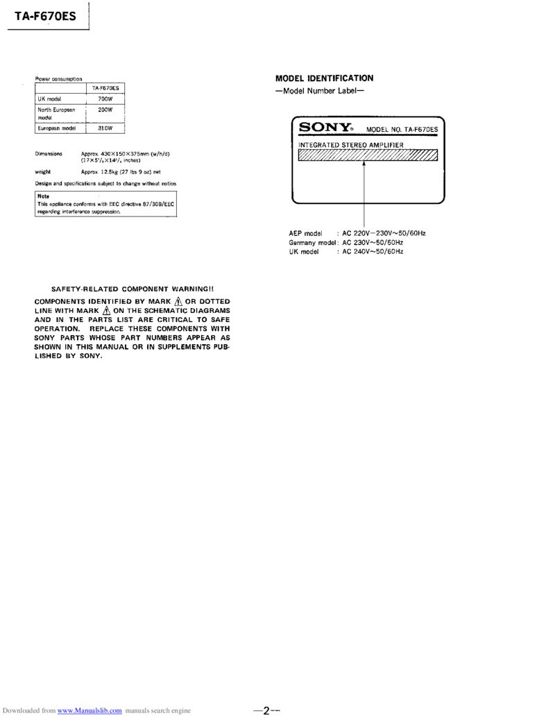 Sony TA-F670es — Service manual preview