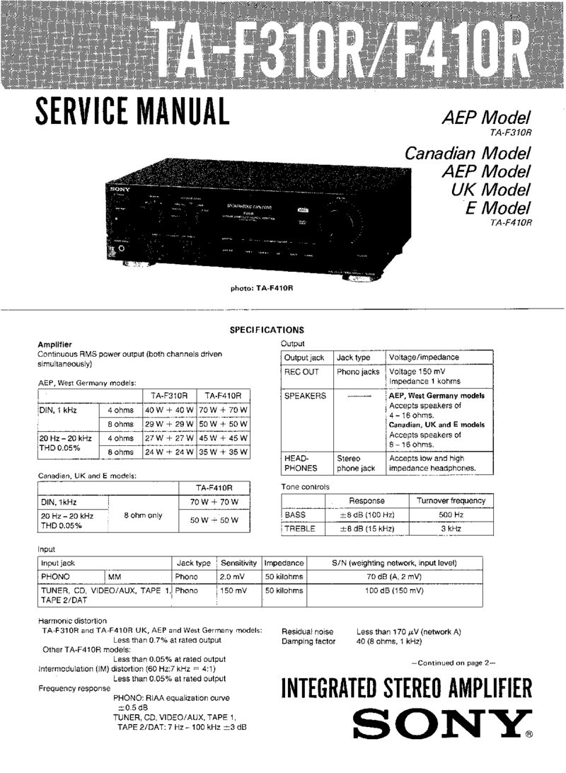Sony TA F310r F410r — Service manual preview
