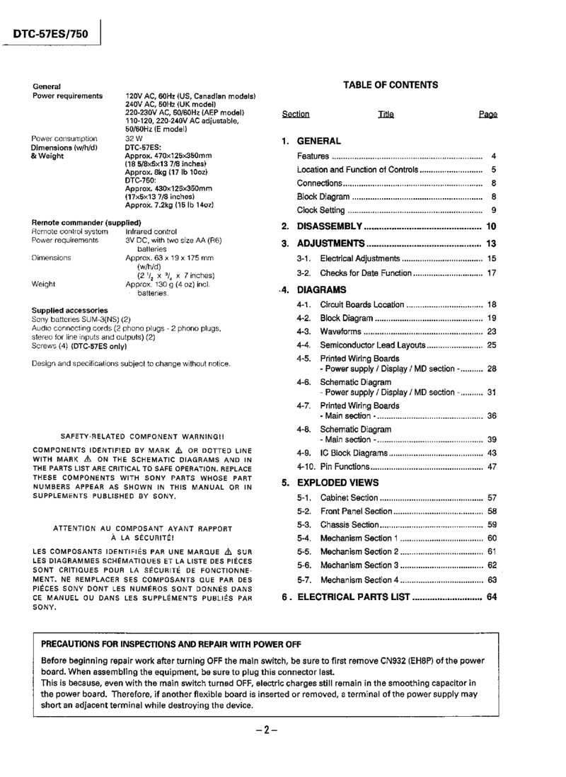 Sony DTC-57es750 — Service manual preview