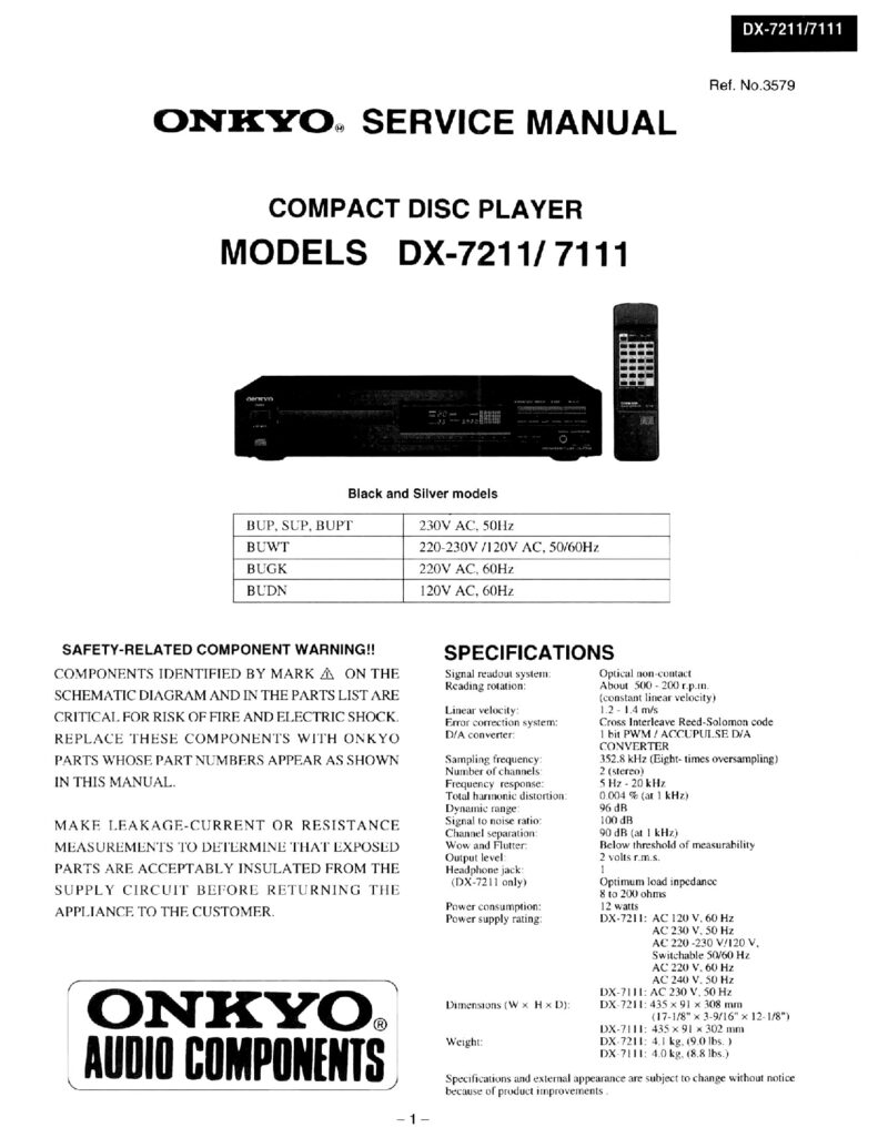 Onkyo DX-7111 DX-7211 — Service manual preview