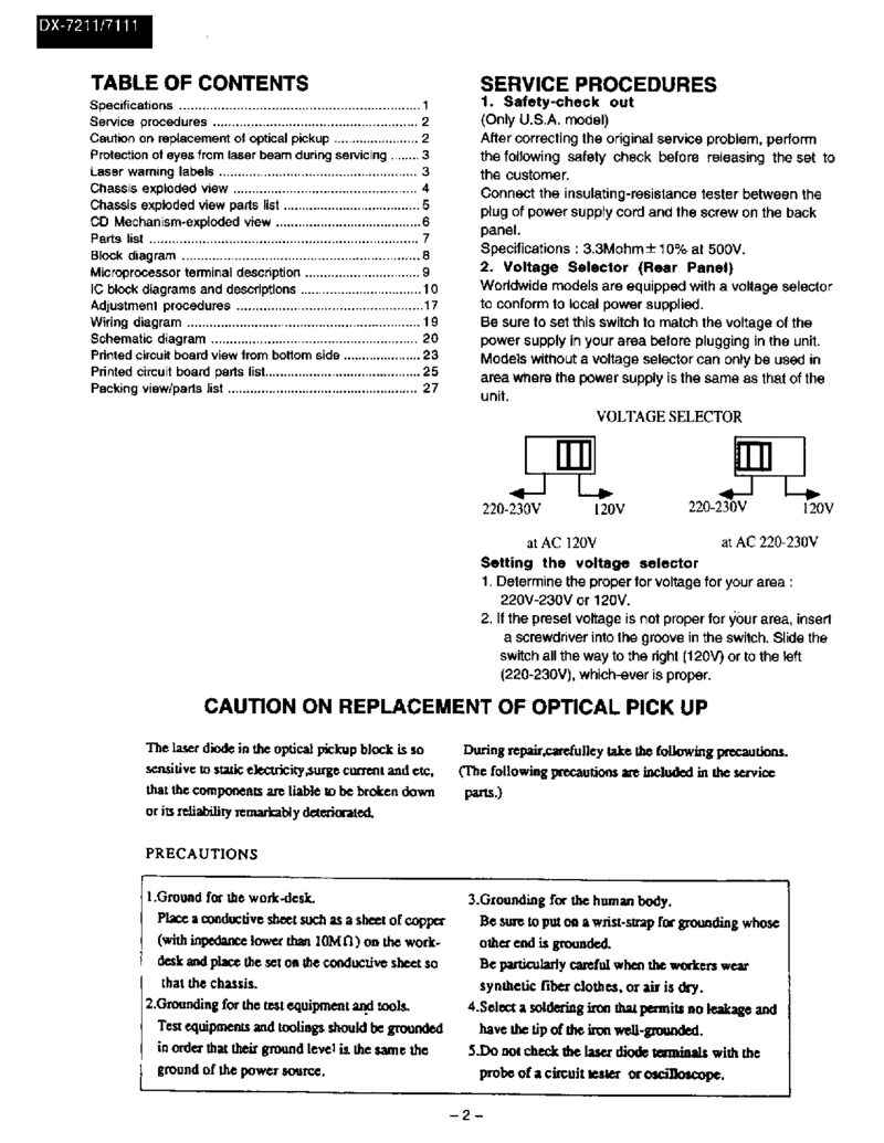 Onkyo DX-7111 DX-7211 — Service manual preview